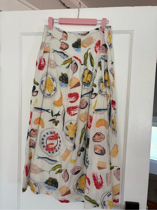 Lisa Says Gah Dresses & Skirts - Lisa Says Gah Maeve Midi Skirt with Colorful Seafood & Fruit Print